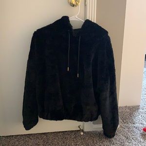 Faux Fur Black Hoodie from EXPRESS Size XS